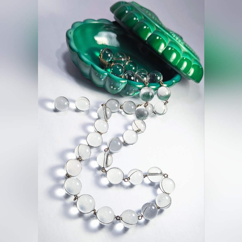 GORGEOUS Early Deco Era Wire Wrapped Pools Of Light Rock Crystal Necklace - Picture 5 of 10